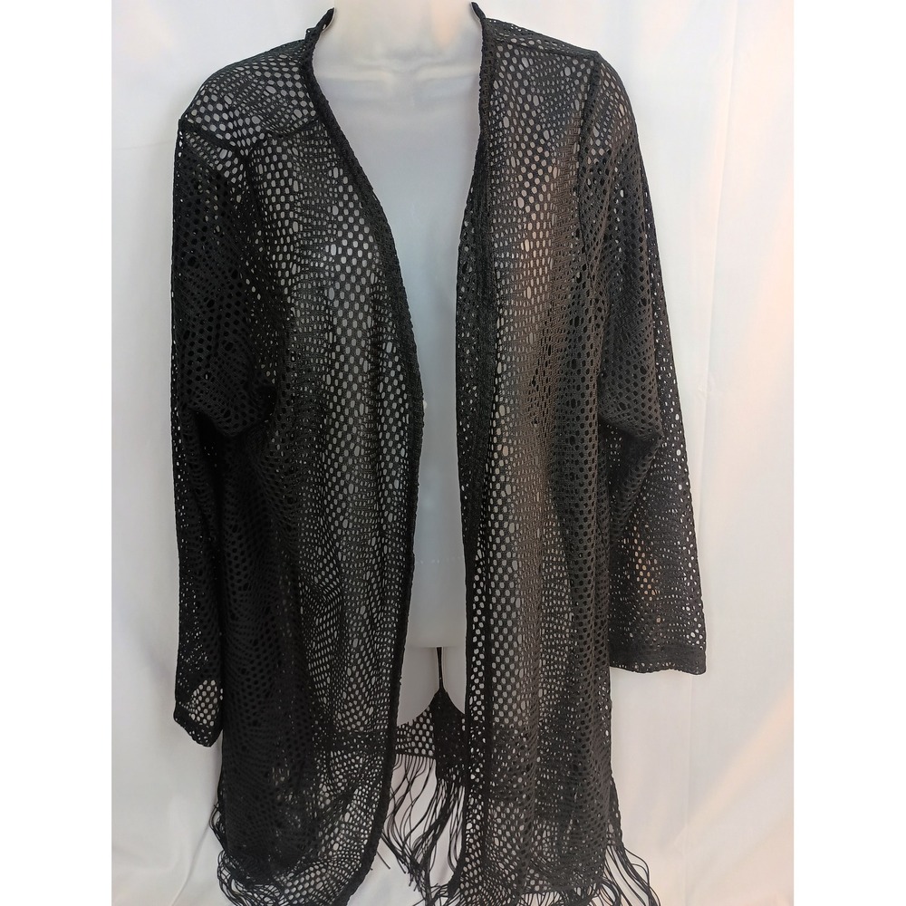 ISELA black sheer whimsigoth fairy‎ dark romantic witchy Cardigan shrug plus 2X